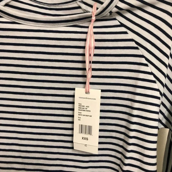 Vineyard Vines Navy and White Striped Edgartown Long Sleeve Top Size XXS NWT - Picture 6 of 11
